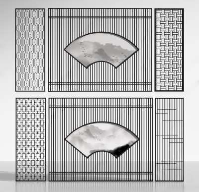 新中式屏风3D模型下载